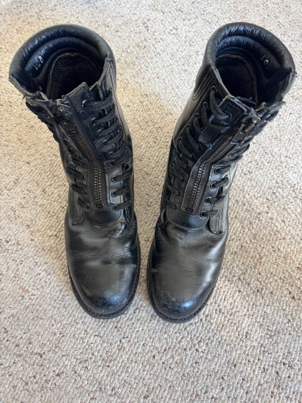 Firefighter Mens Boots, Full Leather, Vibram Sole, Zip and Lace Front, Sz 9 - Picture 13 of 13